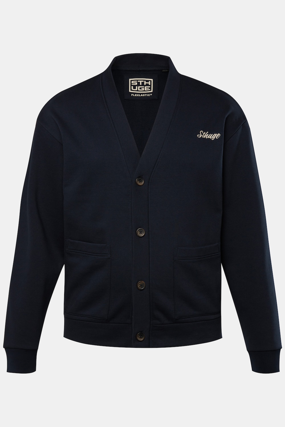 STHUGE Sweatjacke, V-Ausschnitt, Brust-Stickerei, bis 8 XL