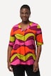 Wave Print Short Sleeve Slinky Blouse