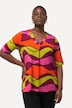 Wave Print Short Sleeve Slinky Blouse
