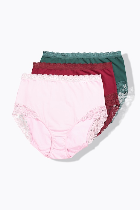 Maxi-slips, set van 3, hoge taille, kant