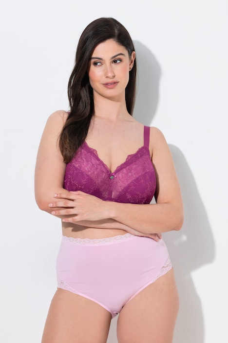 Maxislips, set van 3, hoge taille, kant, OEKO-TEX