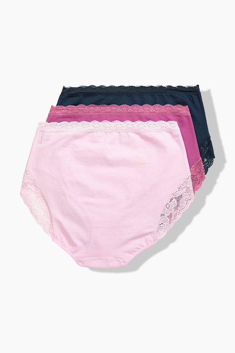 Maxislips, set van 3, hoge taille, kant, OEKO-TEX