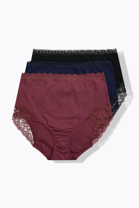 Maxislips, 3er-Pack, High Waist, Spitze, OEKO-TEX
