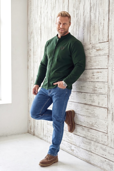Giacca Janker in felpa con collo alto e ricami, fino alla tg. 8XL