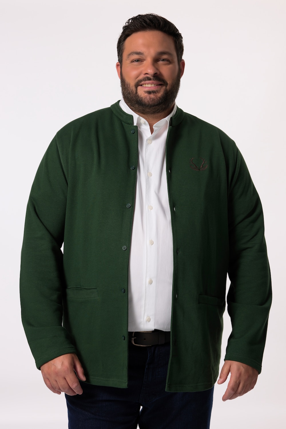 Stora storlekar Jacka i mjukistyg, Her, grön, storlek: XXL, Bomull/Polyester, Men Plus