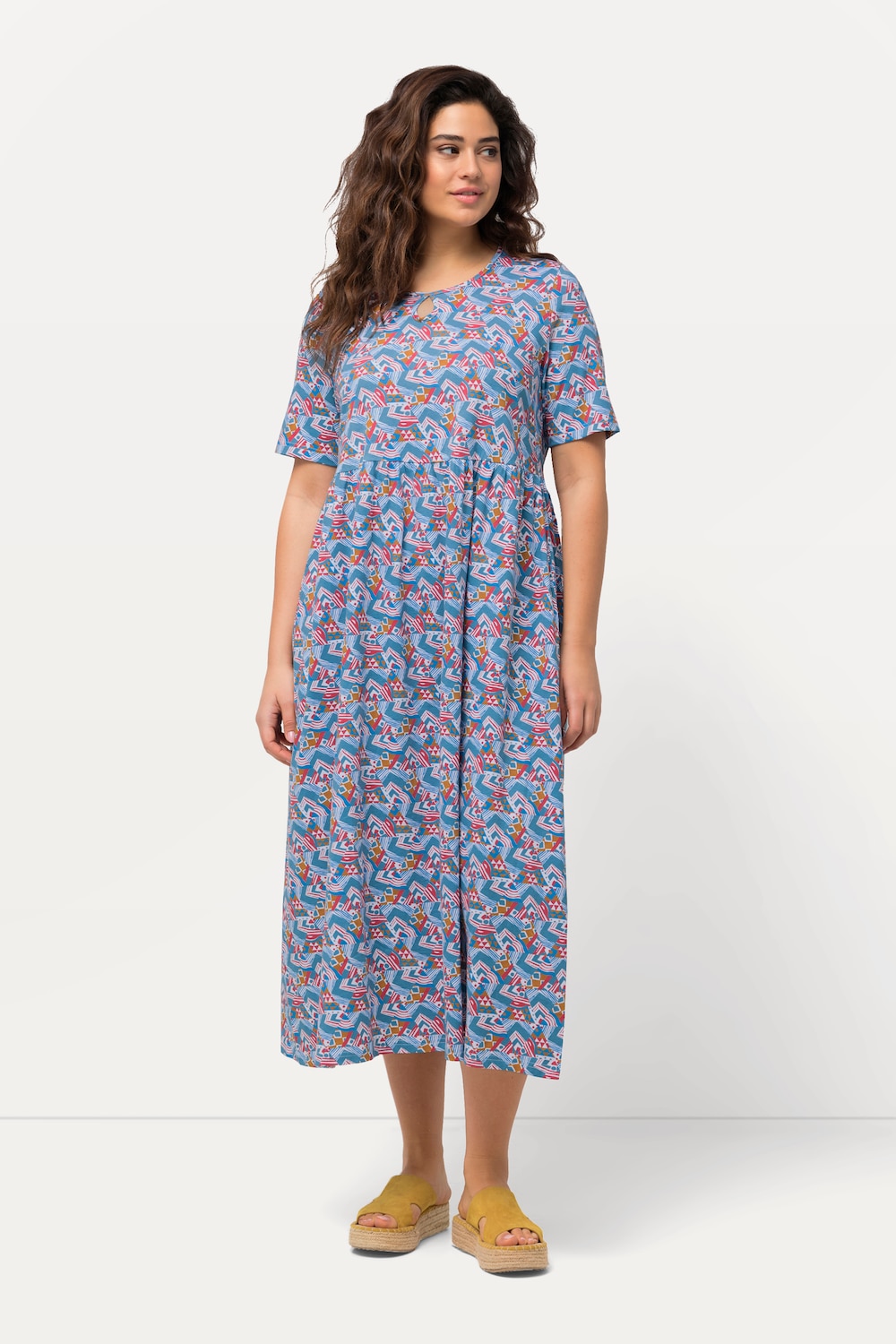 Große Größen Jersey-Maxikleid, Damen, weiß, Größe: 46/48, Baumwolle, Ulla Popken