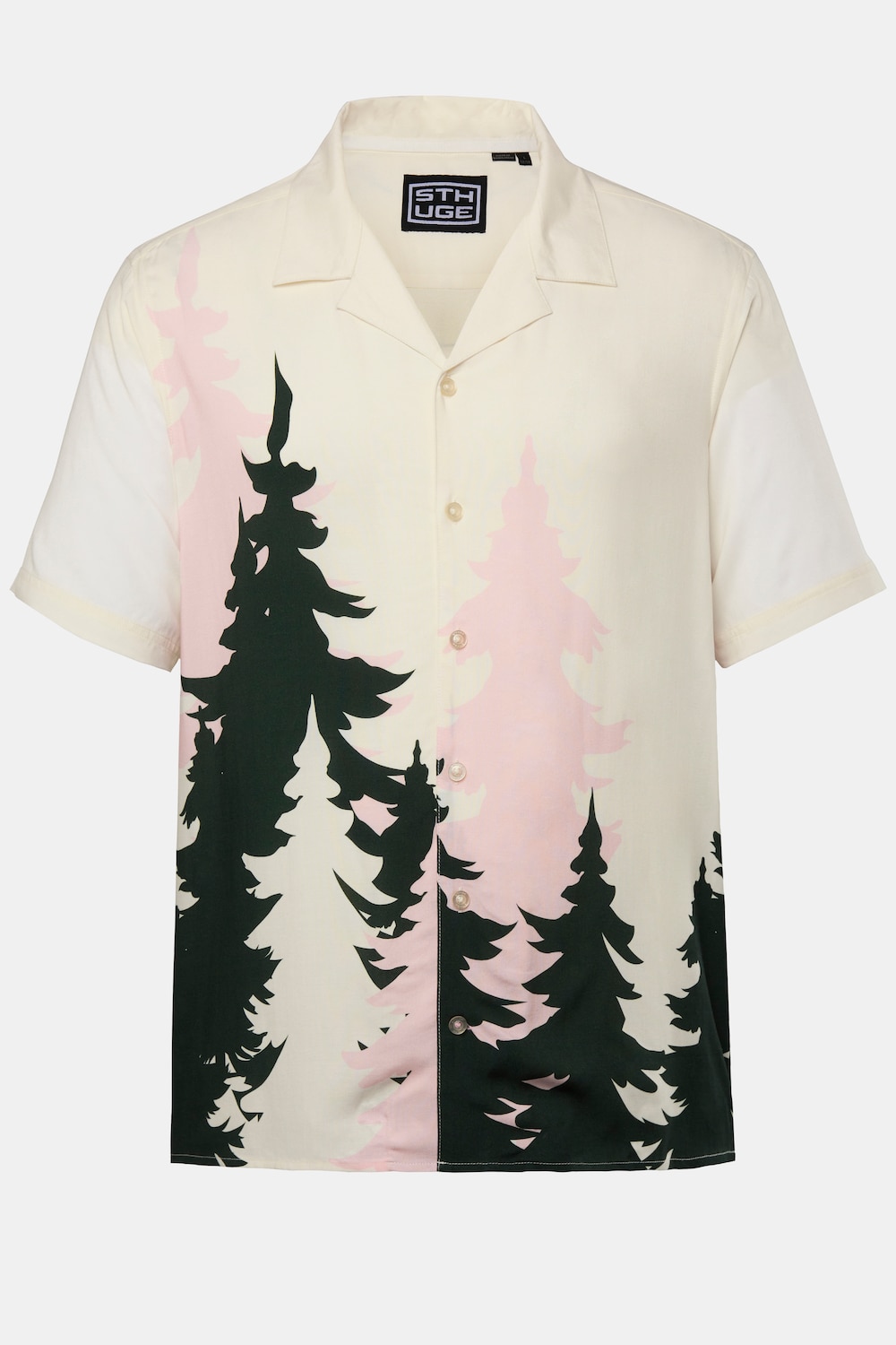 STHUGE Hemd, Halbarm, Alloverprint, Cuba Kragen, kastiger Fit, bis 8 XL