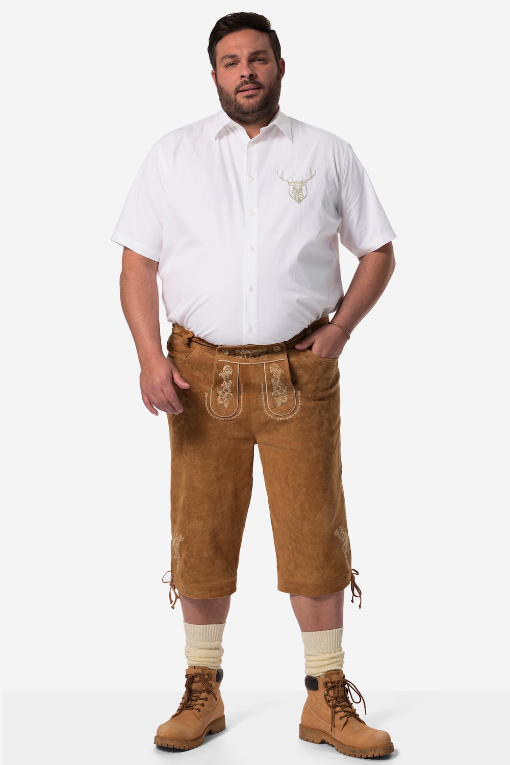 Men+ klederdracht overhemd, korte mouwen, kentkraag, comfort fit, tot 8XL