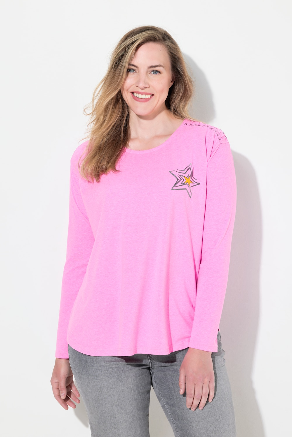 Große Größen Langarmshirt, Damen, rosa, Größe: XXL, Baumwolle, LAURASON