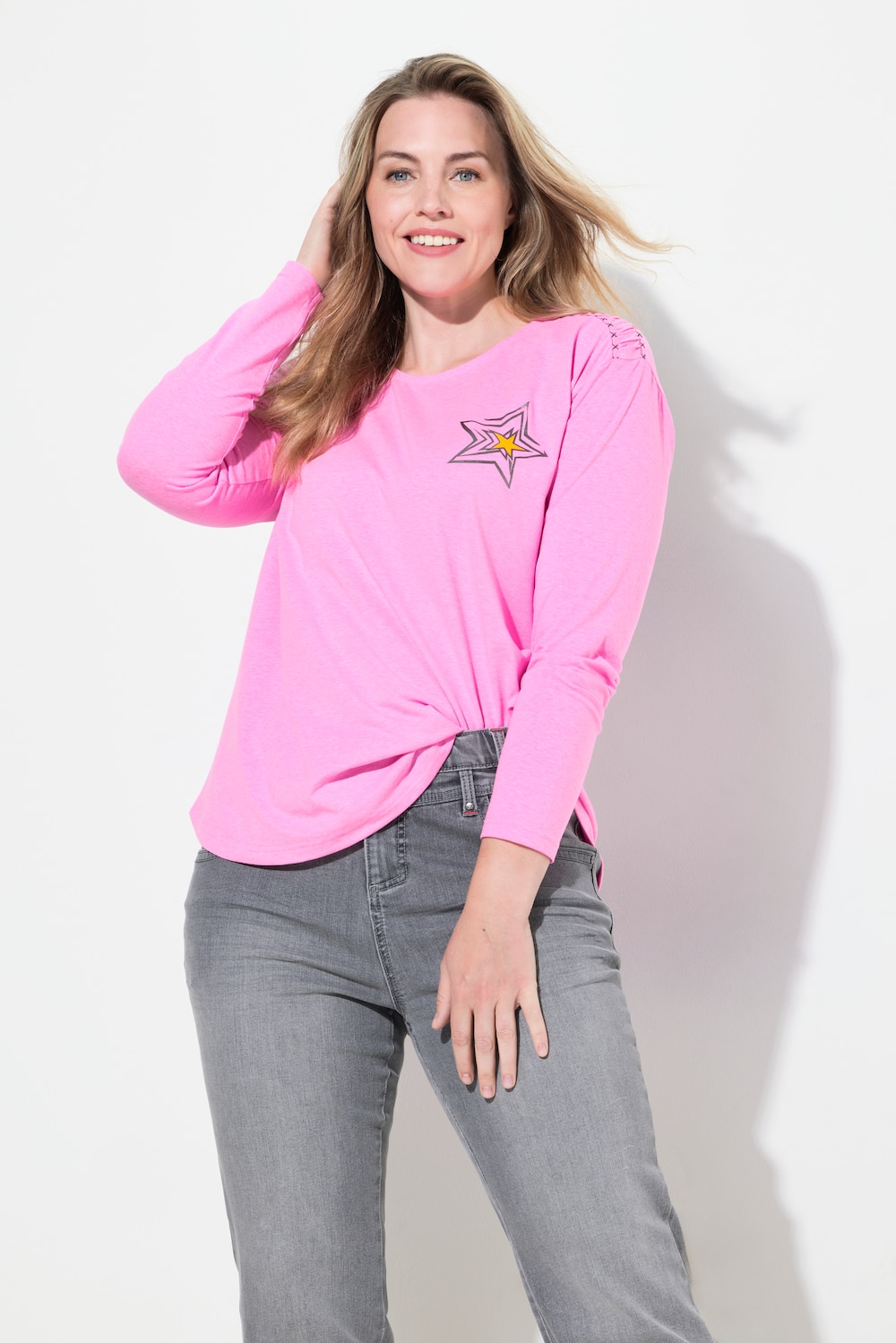 Große Größen Langarmshirt, Damen, rosa, Größe: 3XL, Baumwolle, LAURASON