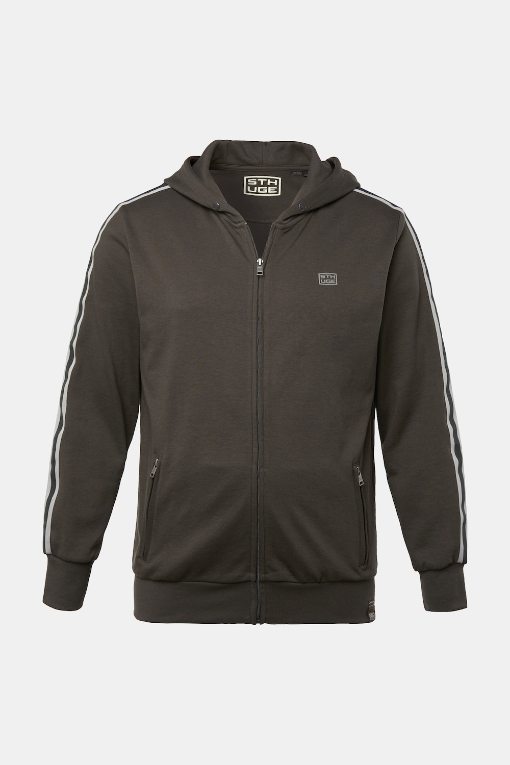 Veste à capuche STHUGE en molleton, manches à rayures – jusqu'au 8 XL