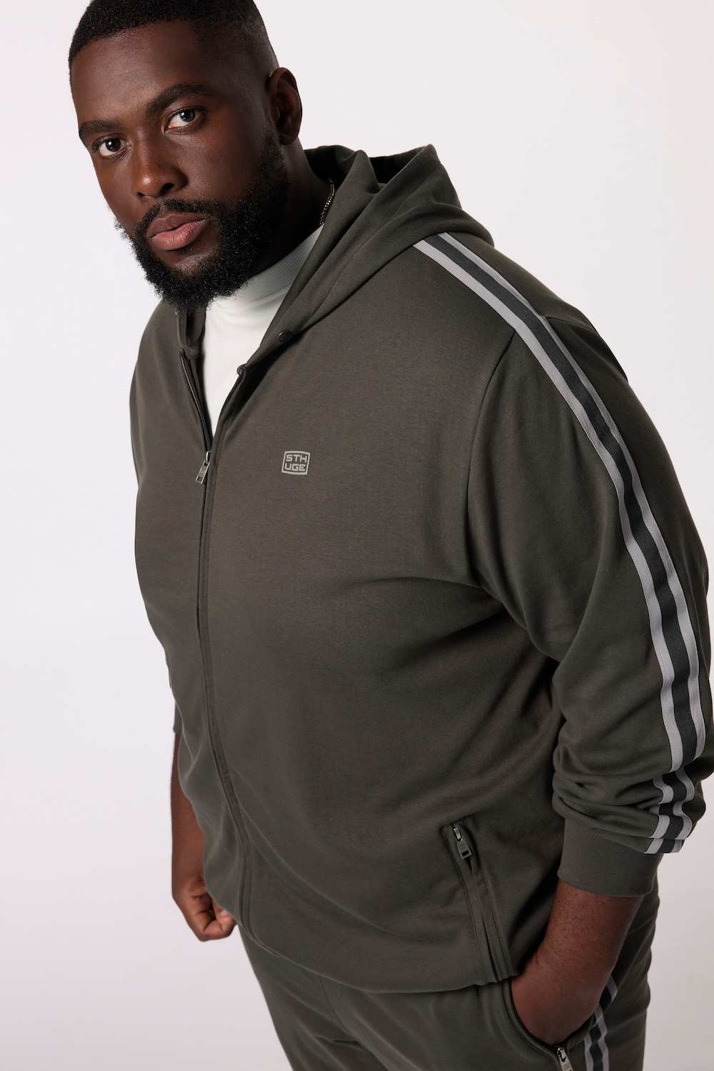 Stora storlekar Hoodiejacka, Her, brun, storlek: XL, Bomull/Polyester, STHUGE