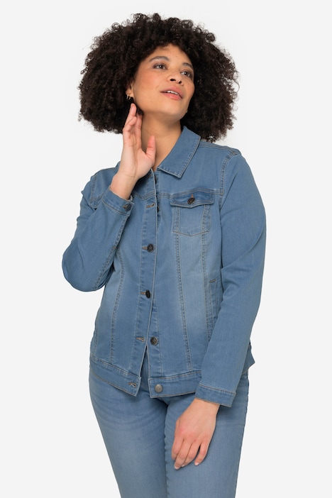 Jeansjacke Frieda, Wascheffekte, Hemdkragen, Langarm