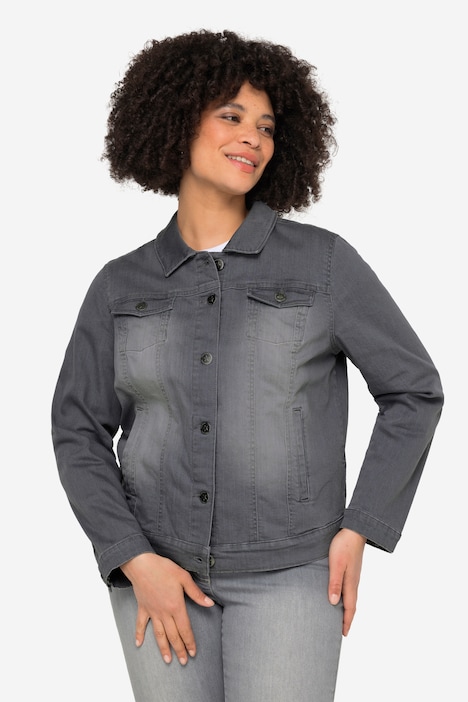 Jeansjacke Frieda, Wascheffekte, Hemdkragen, Langarm