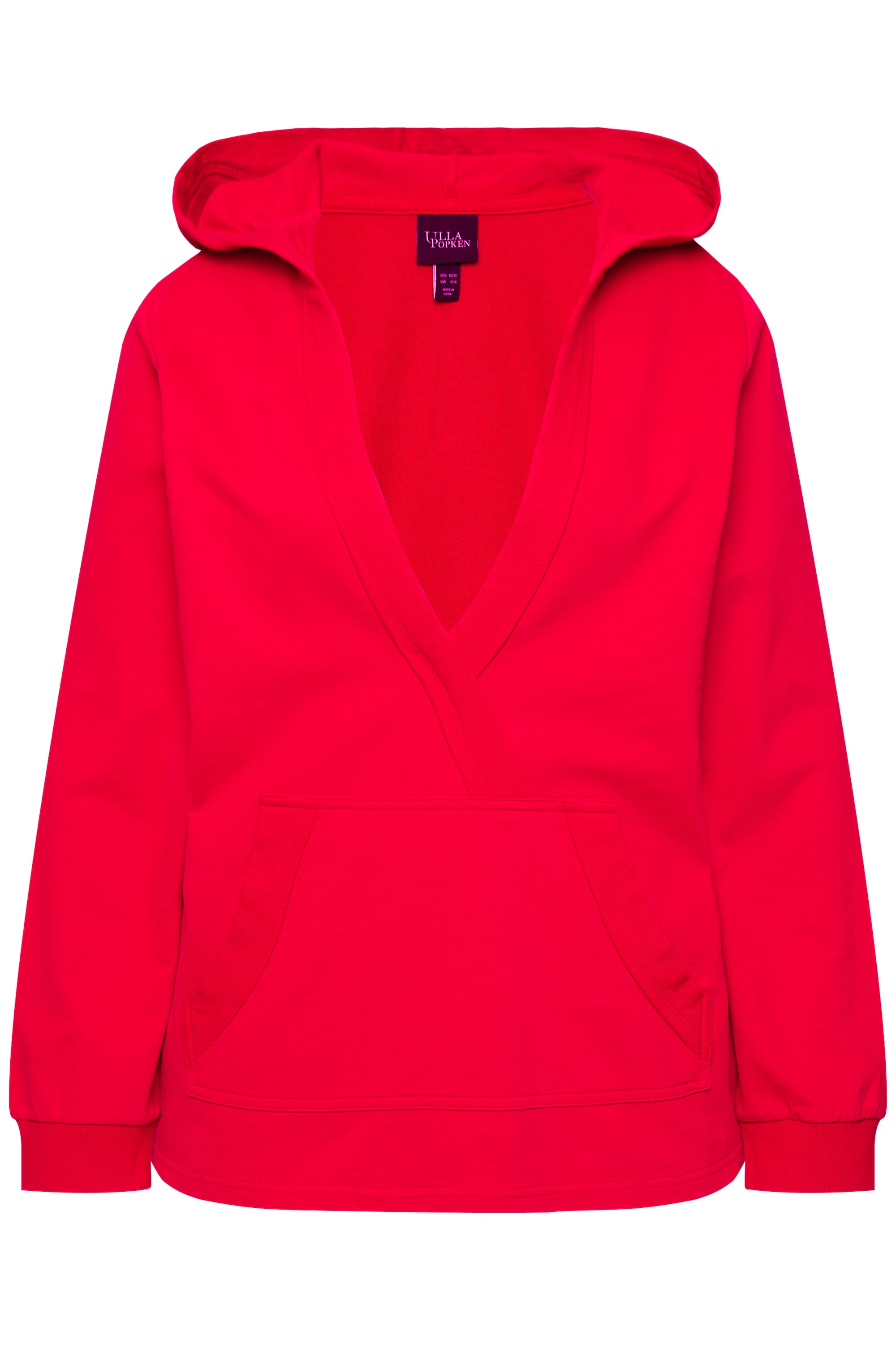 Ulla Popken Damen große Größen Hoodie Kapuze V Ausschnitt Langarm 831959