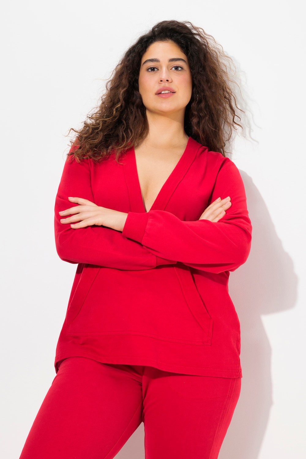 Große Größen Hoodie, Damen, rot, Größe: 50/52, Baumwolle, Ulla Popken