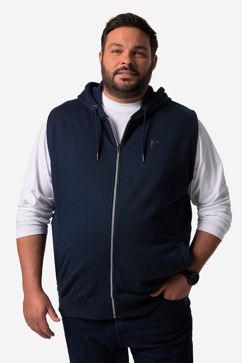 Men+ sweatvest, capuchon, rits, tot 8XL