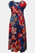 Maxikleid, Blüten, A-Linie, V-Ausschnitt, Halbarm