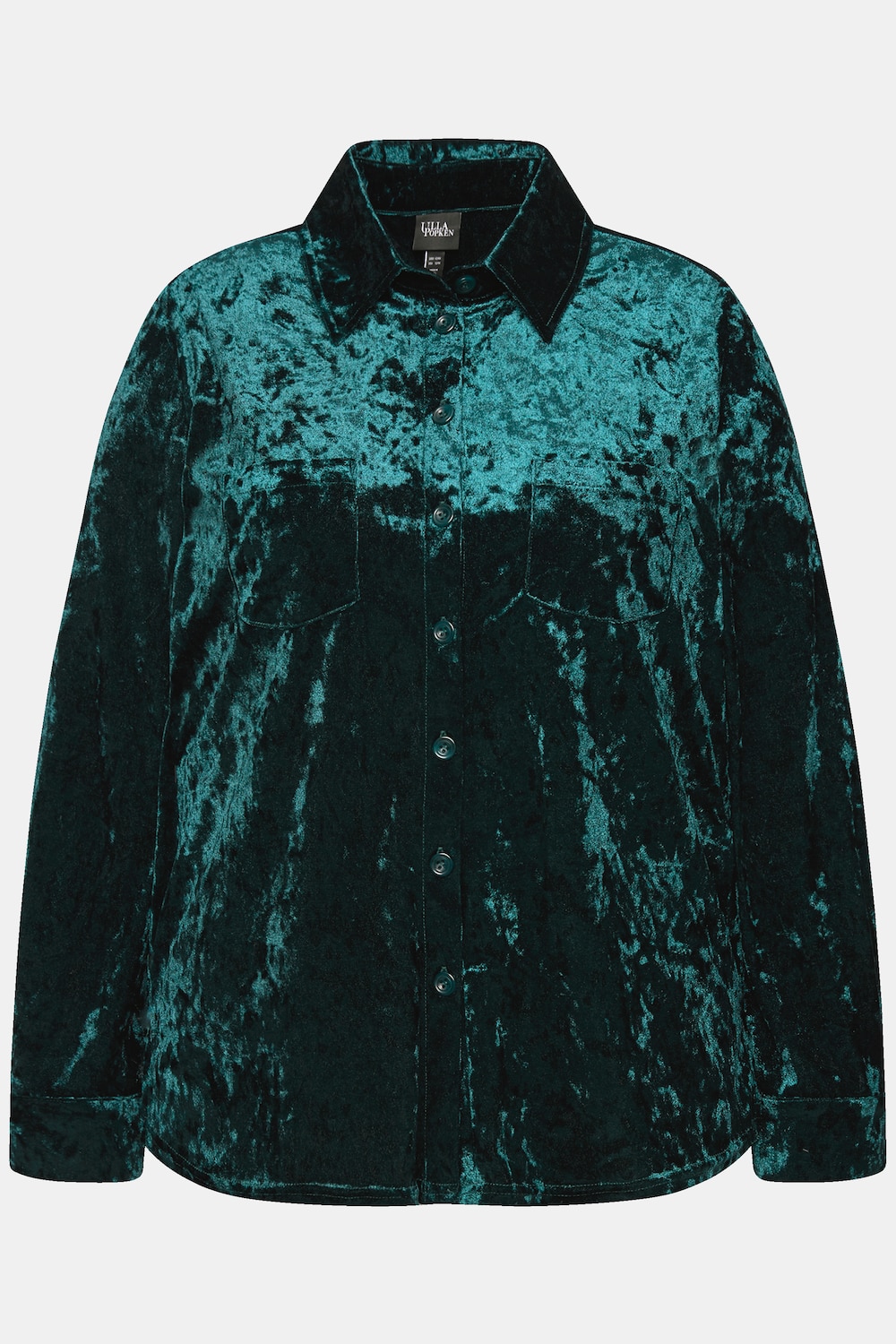 Stora storlekar Sammetsblus, Dam, turkos, storlek: 54/56, Polyester, Ulla Popken