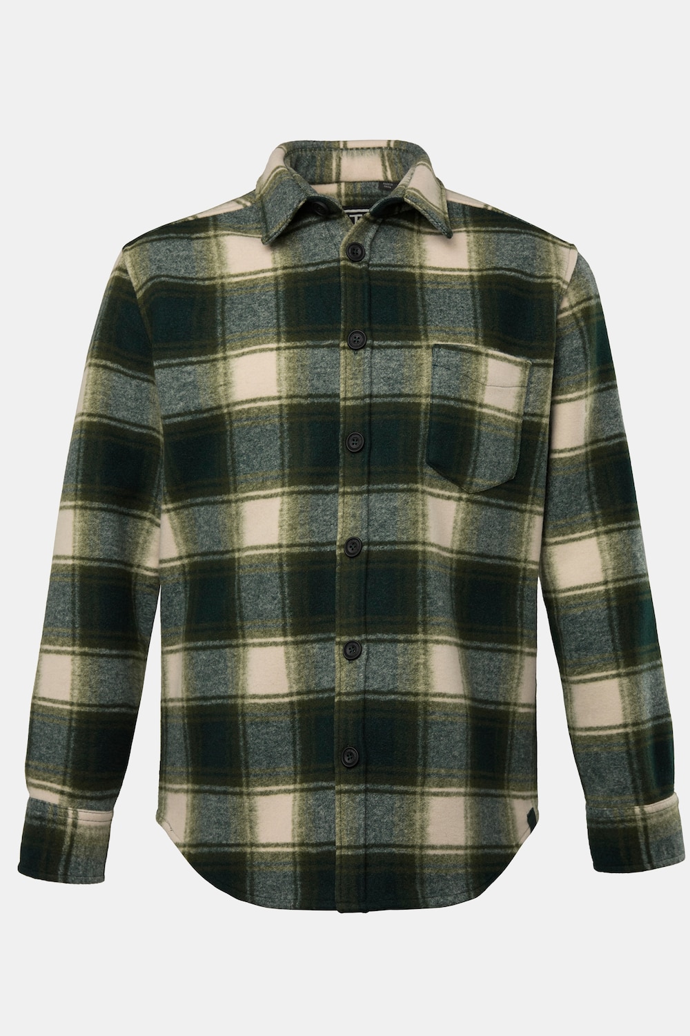 STHUGE geruit overhemd, lange mouwen, wollen look, kentkraag, Modern Fit, tot 8XL
