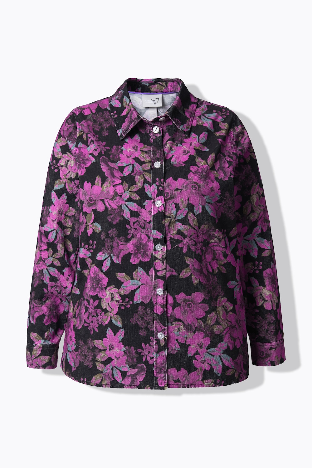 Stora storlekar Manchesterblus med blomprint, Dam, lila, storlek: 42/44, Bomull, Ulla Popken