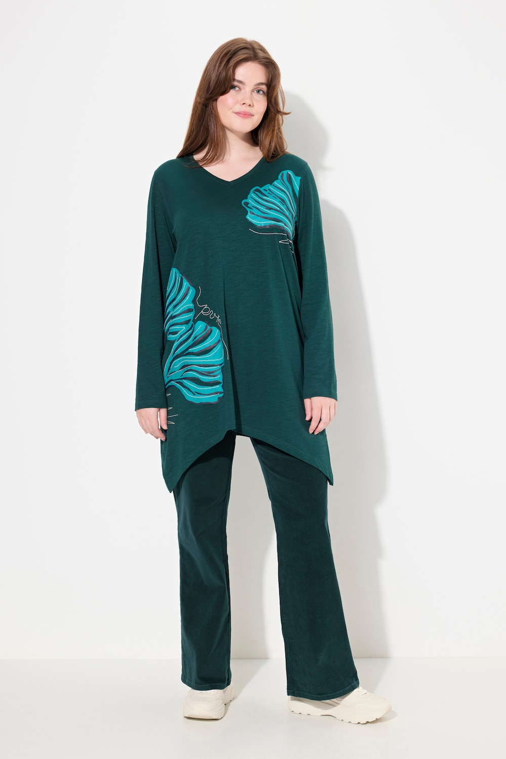 Große Größen Longshirt, Damen, türkis, Größe: 42/44, Baumwolle, Ulla Popken