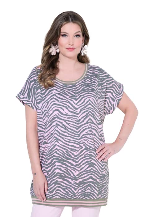 Tričko, oversize, zebra vzor, kulatý výstřih