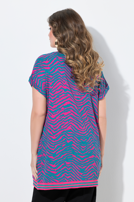 T-shirt oversize, décolleté rond et imprimé zébré