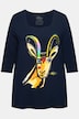 Shirt, Katze, A-Linie, Carree-Ausschnitt, 3/4-Arm