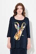 Shirt, Katze, A-Linie, Carree-Ausschnitt, 3/4-Arm