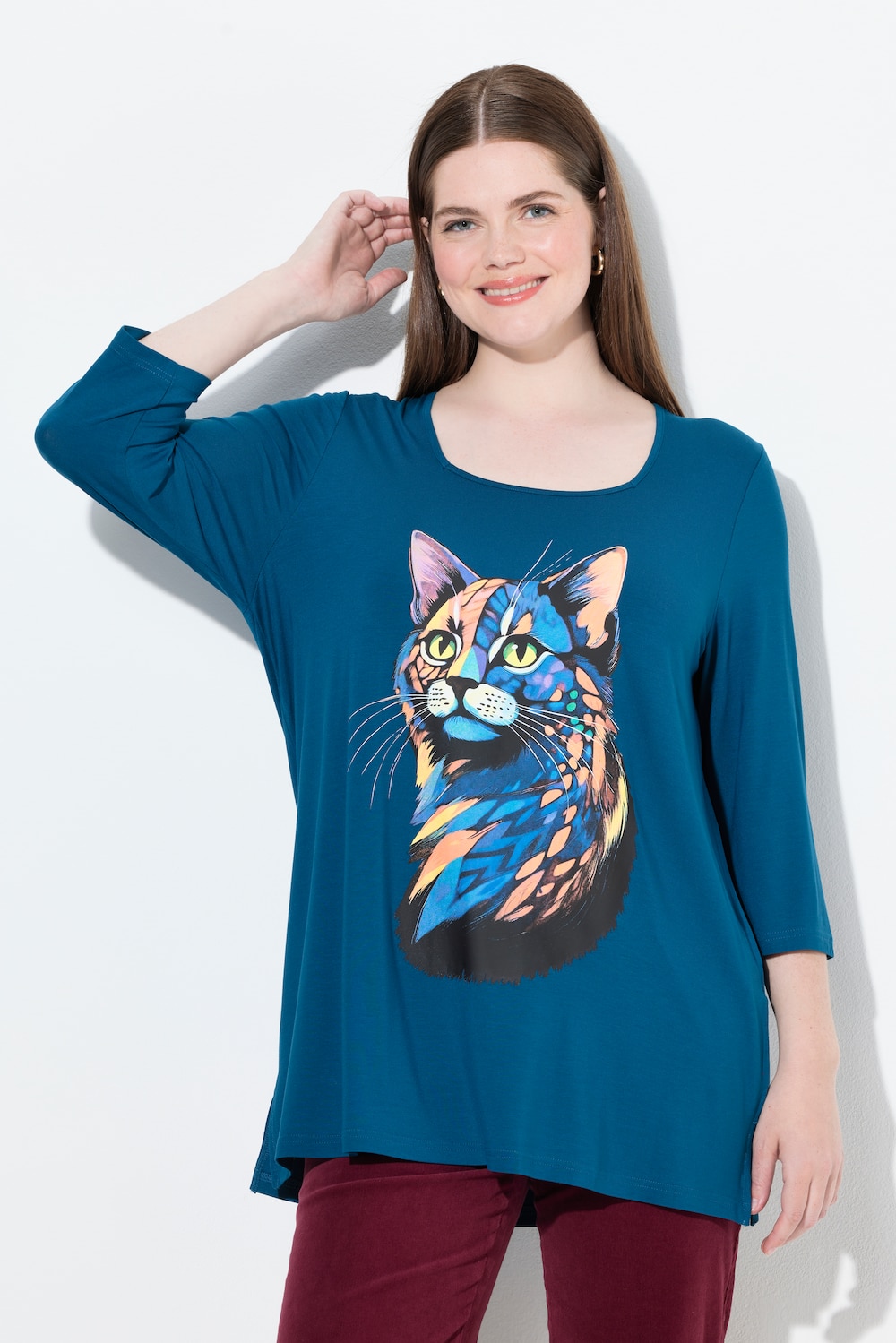 Große Größen Shirt, Damen, türkis, Größe: 42/44, Viskose, Ulla Popken