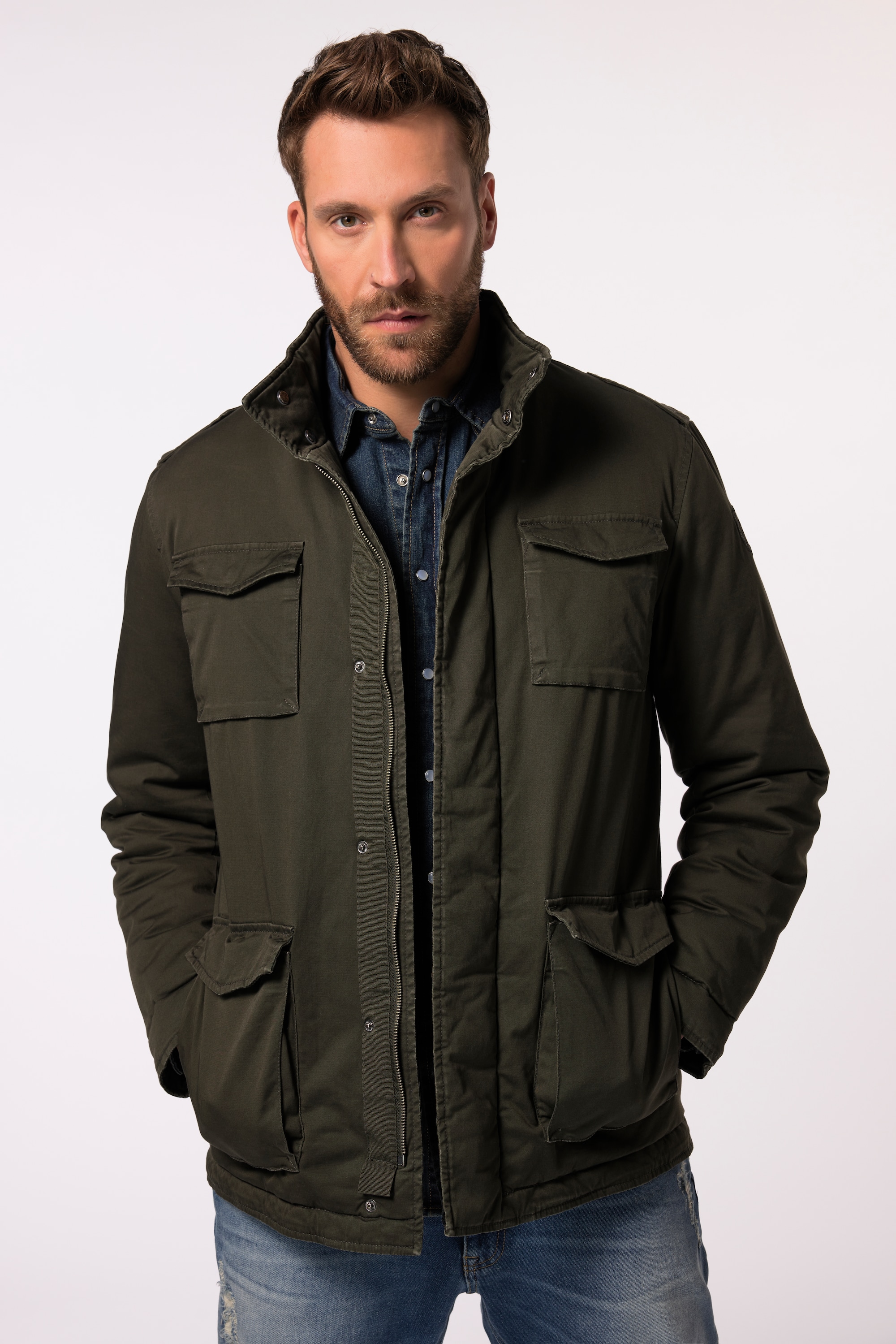 JP 1880 Herren große Größen JP 1880 Baumwoll Jacke Stehkragen Zipper