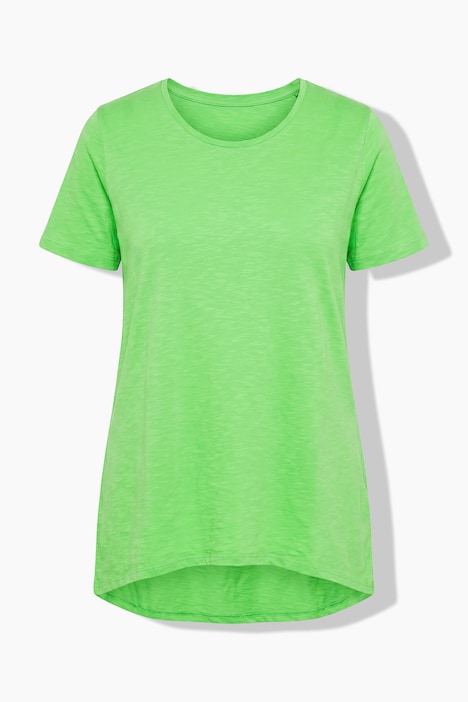T-shirt long, décolleté rond et manches courtes, base arrondie