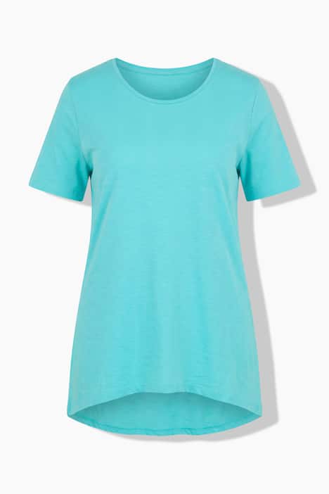 Longshirt, Rundhals, Halbarm, gerundeter Saum