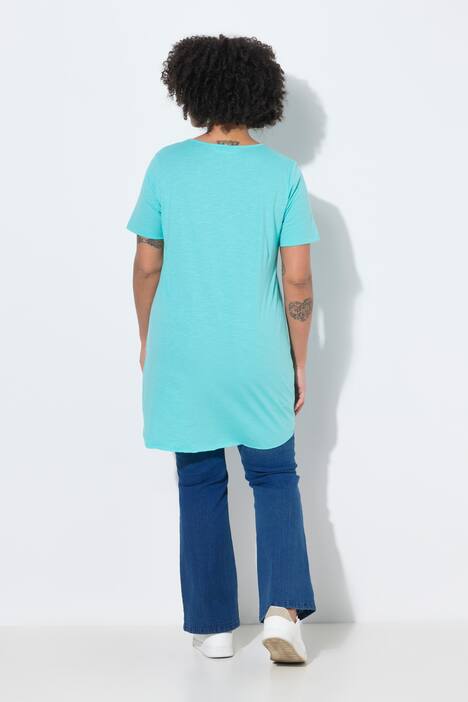 Longshirt, Rundhals, Halbarm, gerundeter Saum