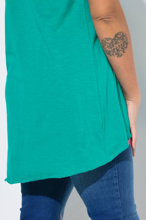 Longshirt, Rundhals, Halbarm, gerundeter Saum