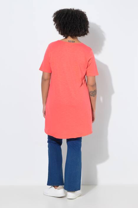 Longshirt, Rundhals, Halbarm, gerundeter Saum