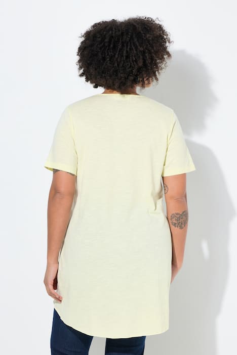 Longshirt, ronde hals, korte mouwen, afgeronde zoom