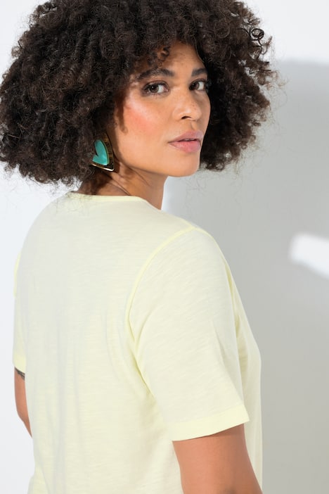 Longshirt, ronde hals, korte mouwen, afgeronde zoom