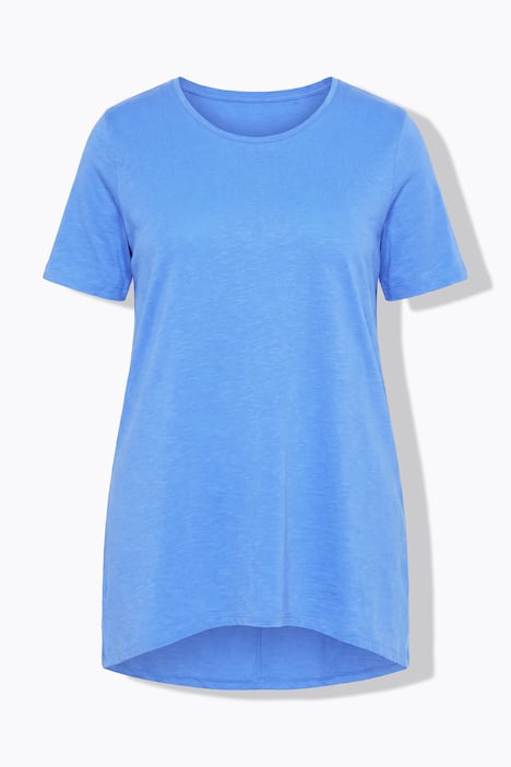 Longshirt, ronde hals, korte mouwen, afgeronde zoom