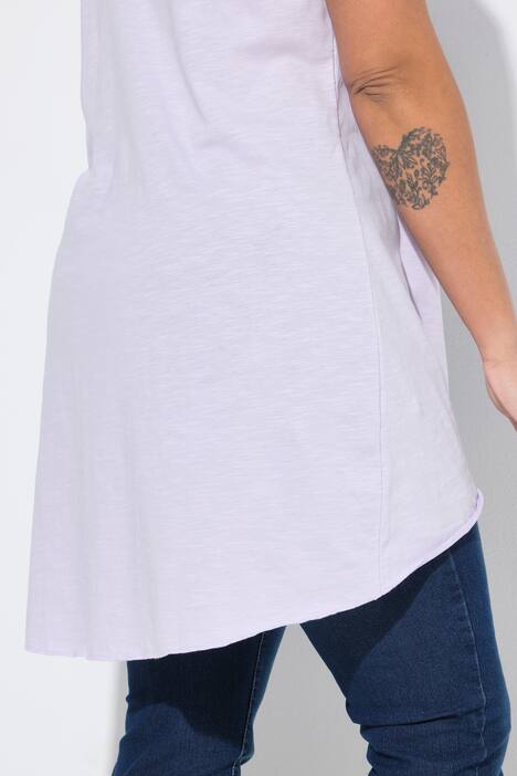 Longshirt, Rundhals, Halbarm, gerundeter Saum