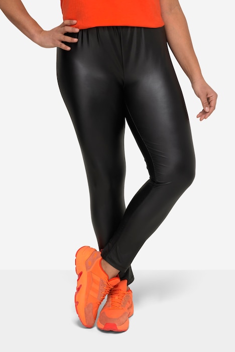 Lederoptik-Leggings, Tight Fit, softes Lederimitat, Elastikbund