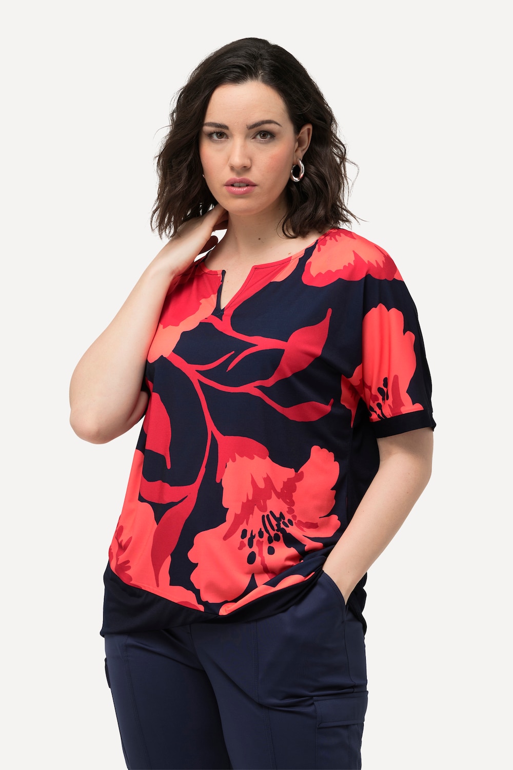 Große Größen Blusenshirt, Damen, rot, Größe: 54/56, Polyester, Ulla Popken