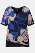 Overhemdblouse, bloemen, oversized, tuniekhals, korte mouwen