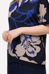 Overhemdblouse, bloemen, oversized, tuniekhals, korte mouwen