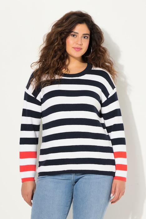 Pull rayé, col rond et manches longues