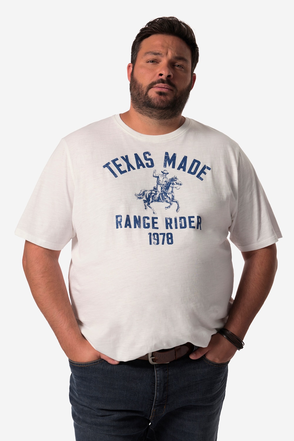 Stora storlekar T-shirt, Her, vit, storlek: 3XL, Bomull, John F. Gee