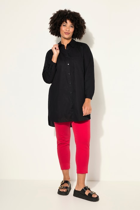 Overhemdblouse, oversized, overhemdkraag, lange mouw