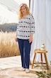 Pyjamashirt, strepen, V-hals, 3/4-mouwen, biologisch katoen