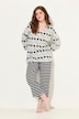 Pyjamashirt, strepen, V-hals, 3/4-mouwen, biologisch katoen